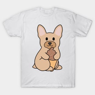 Cream French Bulldog Ice Cream Chocolate T-Shirt